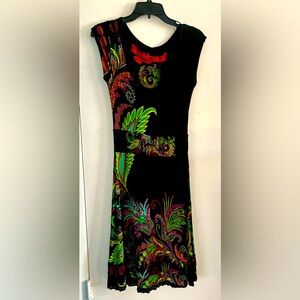 Desigual Dress size M Black Floral A-Line